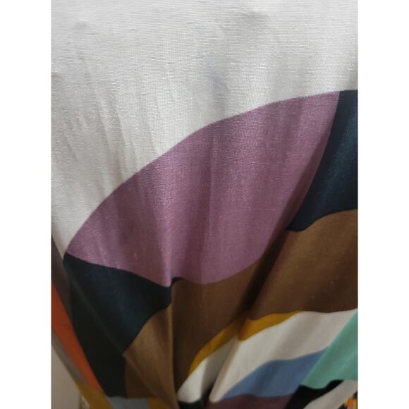 BCBGMAXAZRIA V Neck Geometric Multicolor Short Sleeve Dress, Sz M - Picture 5 of 8